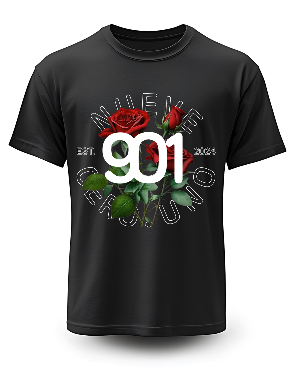 black tee- Rosas