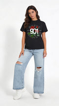 black tee- Rosas